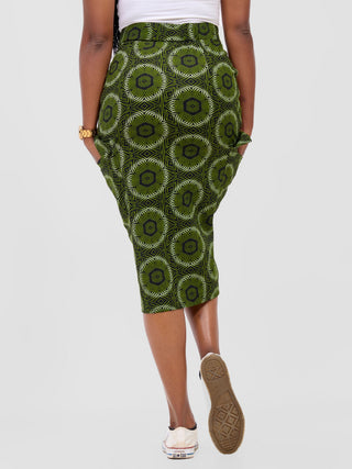 Safari Savannah Front Slit Midi Skirt - Ashai Print