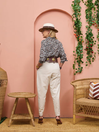 Safari Chui Placket Top - Chui Print - Shopzetu