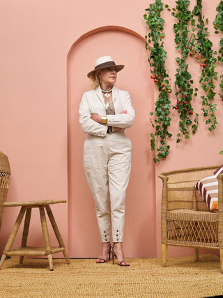 Safari Chui Cropped Jacket - White Cloud - Shopzetu