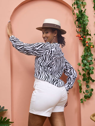 Safari Chui Placket Top - Marara Print - Shopzetu