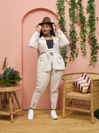 Safari Chui Lined Jacket - White Cloud - Shopzetu