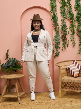 Safari Chui Lined Jacket - White Cloud - Shopzetu