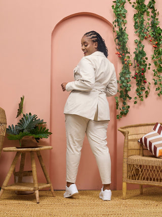 Safari Chui Lined Jacket - White Cloud - Shopzetu