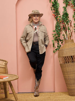Safari Chui Heavy Shirt - Taupe - Shopzetu