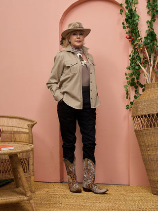 Safari Chui Heavy Shirt - Taupe - Shopzetu
