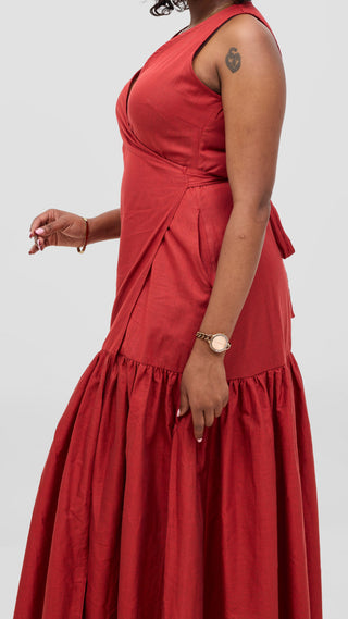 Safari Solana Wrap Dress - Brown