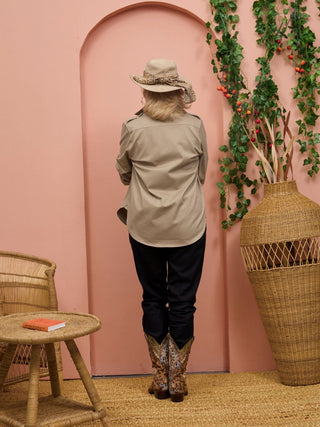 Safari Chui Heavy Shirt - Taupe - Shopzetu