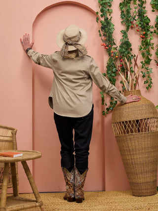 Safari Chui Heavy Shirt - Taupe - Shopzetu