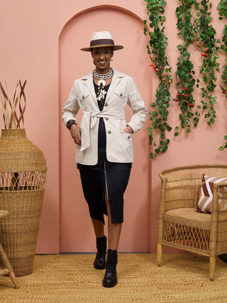 Safari Chui Lined Jacket - White Cloud - Shopzetu