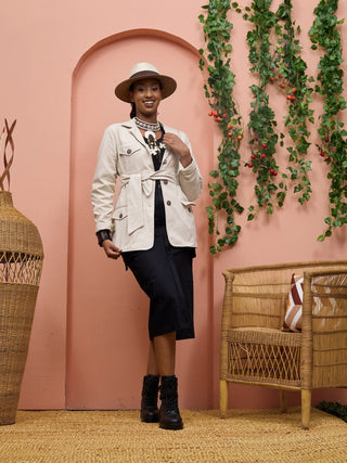 Safari Chui Lined Jacket - White Cloud - Shopzetu