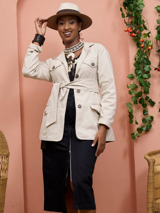 Safari Chui Lined Jacket - White Cloud - Shopzetu