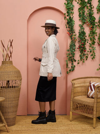 Safari Chui Lined Jacket - White Cloud - Shopzetu