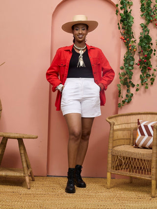 Safari Chui Heavy Shirt - Red - Shopzetu