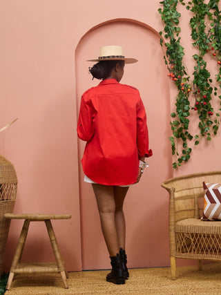 Safari Chui Heavy Shirt - Red - Shopzetu