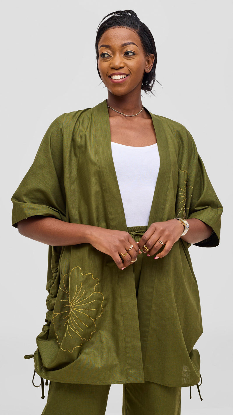 Safari by Vivo Zehra Embroidered Linen Kimono -