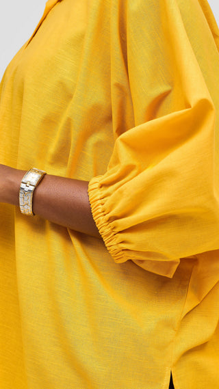 Safari by Vivo Zehra Extra Wide Linen Shirt - Mustard