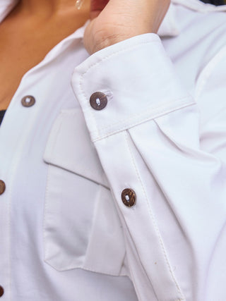 Safari Chui Heavy Shirt - White - Shopzetu