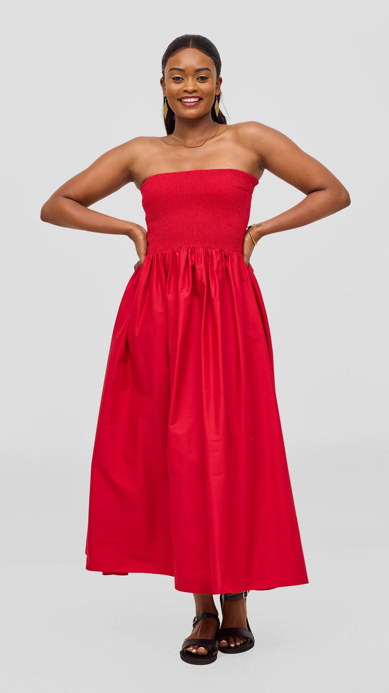 Safari by Vivo Zehra Shirred Midi Dress -