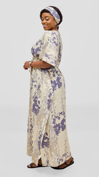 Safari by Vivo Cotton Wide Drawstring Kaftan -  Print