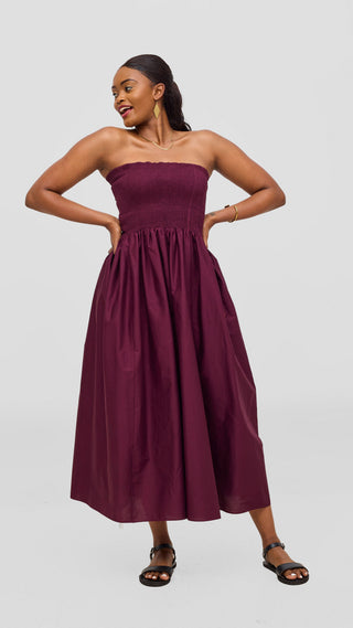 Safari by Vivo Zehra Shirred Midi Dress -