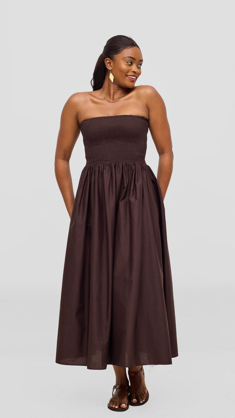 Safari by Vivo Zehra Shirred Midi Dress -