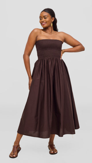 Safari by Vivo Zehra Shirred Midi Dress -