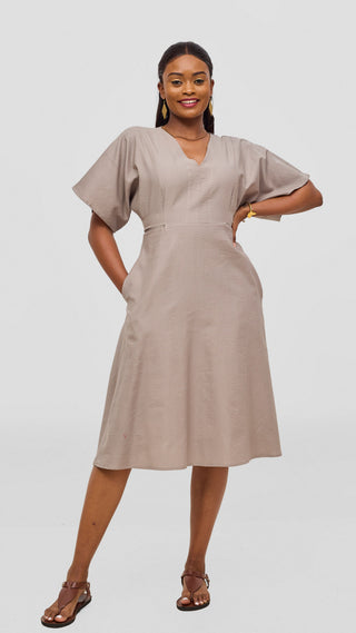 Safari by Vivo Zehra Tie Waist Kimono Dress - Taupe