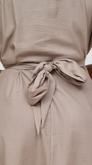 Safari by Vivo Zehra Tie Waist Kimono Dress - Taupe