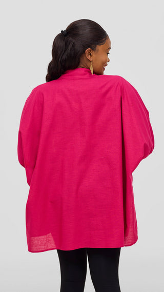 Safari by Vivo Zehra Extra Wide Linen Shirt - Pink