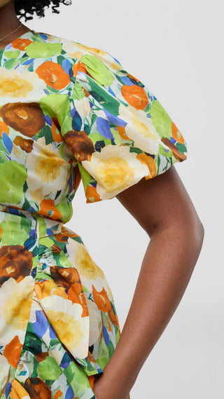 Safari by Vivo Cotton Wrap Dress - Orange / Green Print
