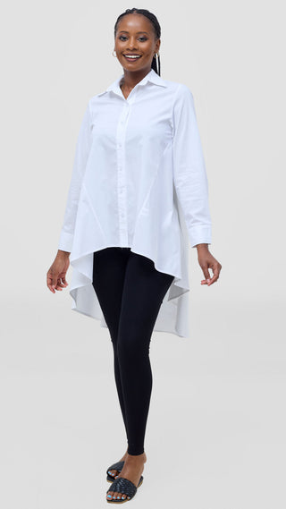 Safari by Vivo Zehra Cotton High Low Shirt - White
