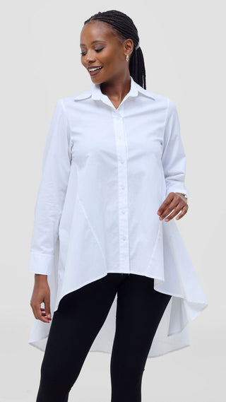 Safari by Vivo Zehra Cotton High Low Shirt - White