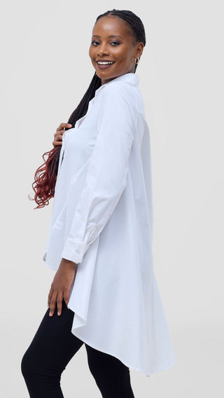 Safari by Vivo Zehra Cotton High Low Shirt - White