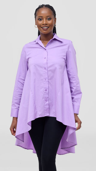 Safari by Vivo Zehra Cotton High Low Shirt - Lilac