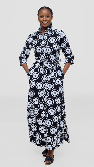 Safari by Vivo Zehra 3/4 Sleeve Kitenge Maxi Dress -  Naji Print