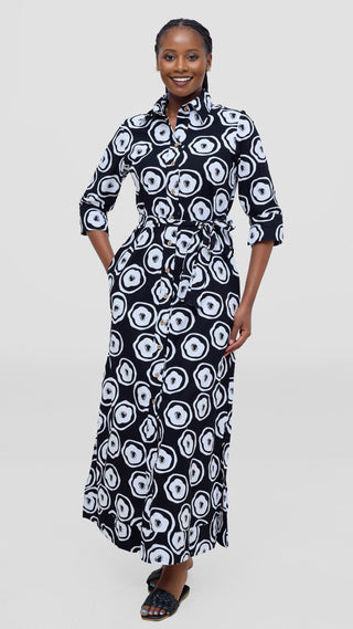 Safari by Vivo Zehra 3/4 Sleeve Kitenge Maxi Dress -  Naji Print