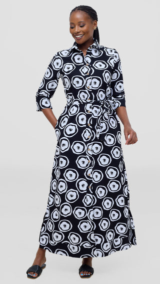 Safari by Vivo Zehra 3/4 Sleeve Kitenge Maxi Dress -  Naji Print
