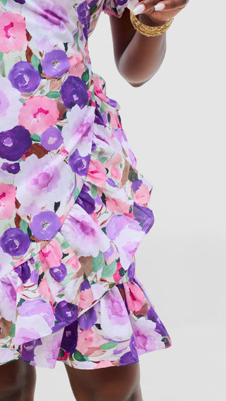 Safari by Vivo Cotton Wrap Dress - Lilac / Brown Print