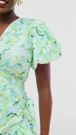 Safari by Vivo Cotton Wrap Dress - Mint / Dark Green Print