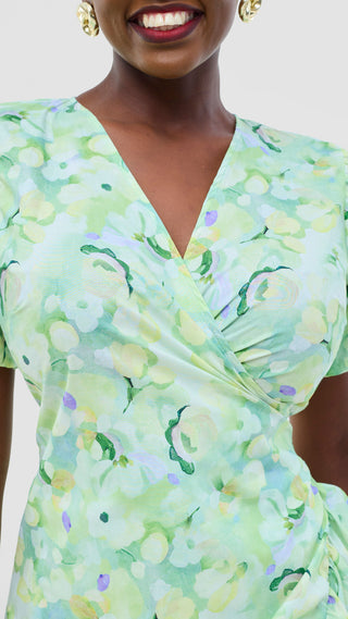 Safari by Vivo Cotton Wrap Dress - Mint / Dark Green Print