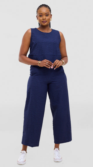 Safari by Vivo Zehra Sleeveless Boxy Top - Navy