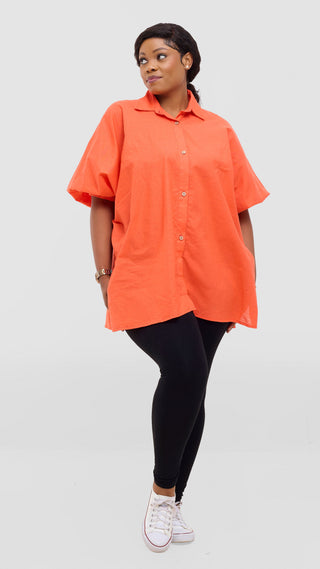 Safari by Vivo Zehra Extra Wide Linen Shirt - Orange