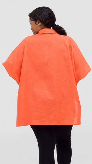 Safari by Vivo Zehra Extra Wide Linen Shirt - Orange