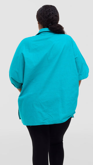 Safari by Vivo Zehra Extra Wide Linen Shirt - Sea Green