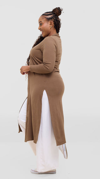 Safari Long Sleeve Waterfall - Dark Tan