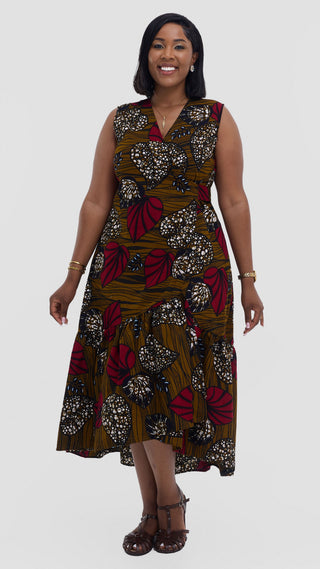 Safari Savannah Kitenge  Midi Wrap Dress - Sipo Print