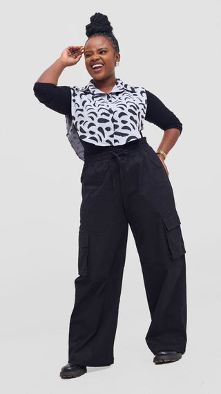 Shiv & Shikie X Safari Faux Collar Printed Shirt - Grey/Black Ezi Print - Shopzetu