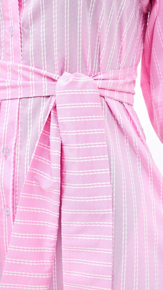 Safari Naledi 3/4 Sleeve Tent Dress - Pink Polka Stripes - Shopzetu