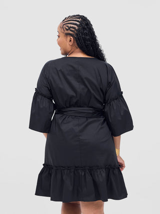 Safari Tawi Flounce Tent Dress - Black