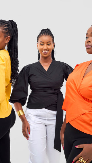 Safari Naledi Wrap Top - Black - Shopzetu